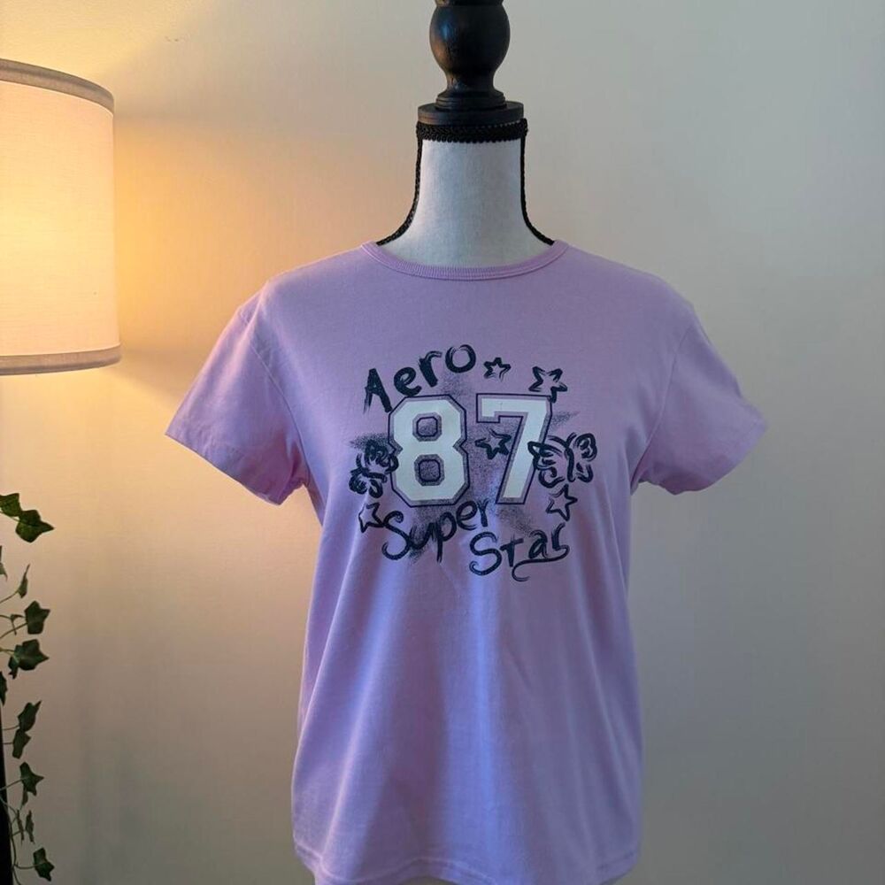 Aeropostale Women's Pink and Purple T-shirt